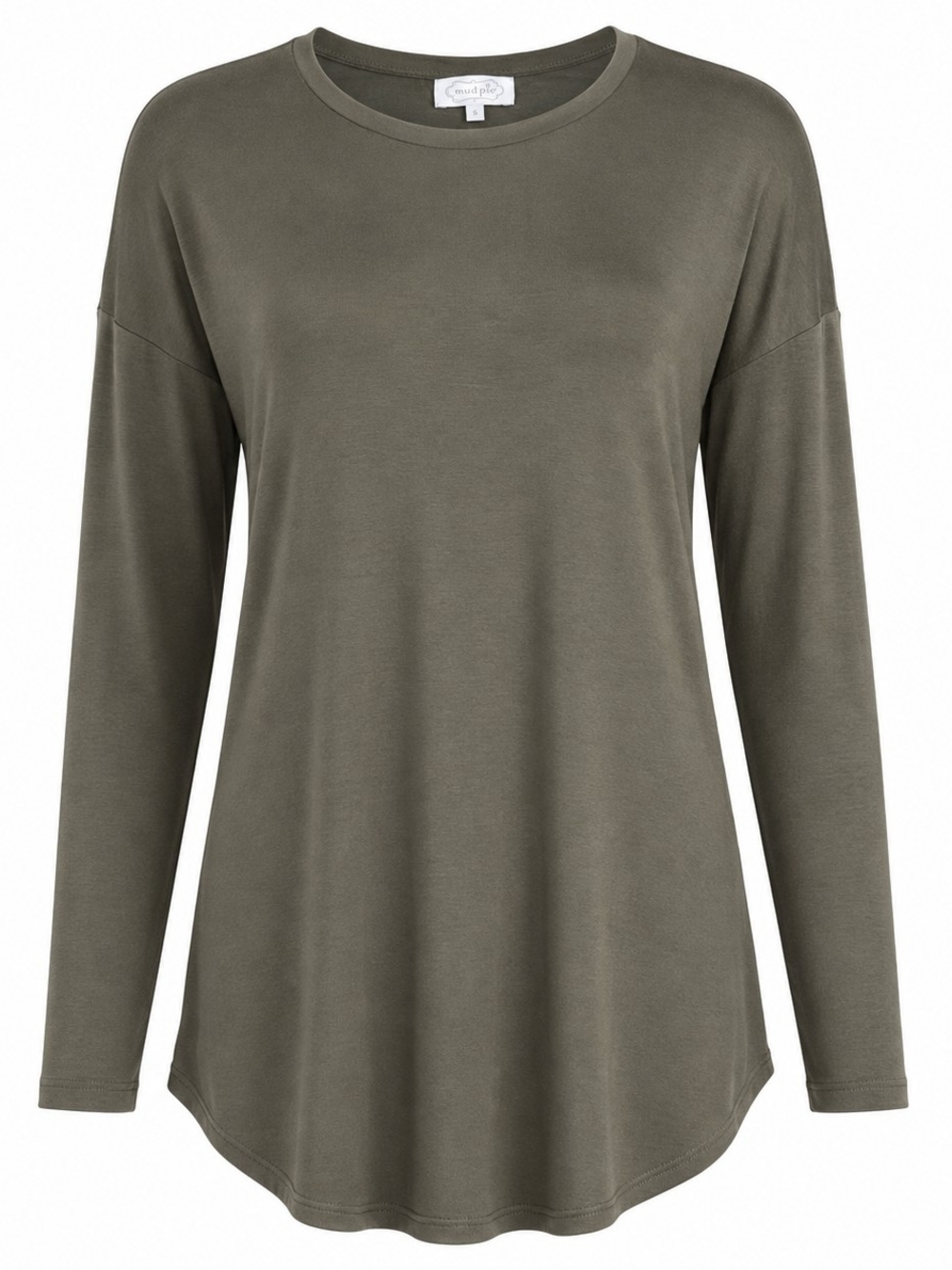 MUD PIE | Soft Olive Green Relaxed Drop Shoulder Long Sleeve Tunic Tee | S / M